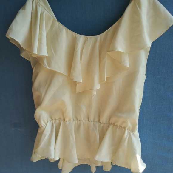 Paisley And Ivy Ivory Ruffled Blouse Size Large L A1 - Picture 5 of 5